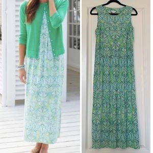 J.Jill Maxi Dress Sleeveless Green Paisley Size Small